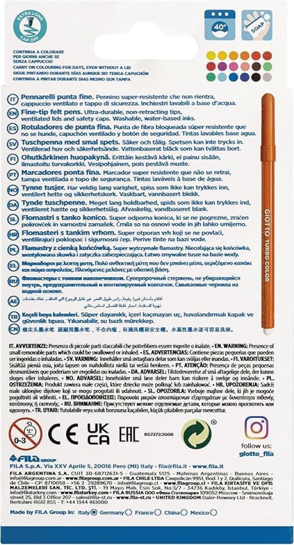 giotto giotto turbo color astuccio da 18 pennarelli a punta fine da 2.8 mm - foto 2