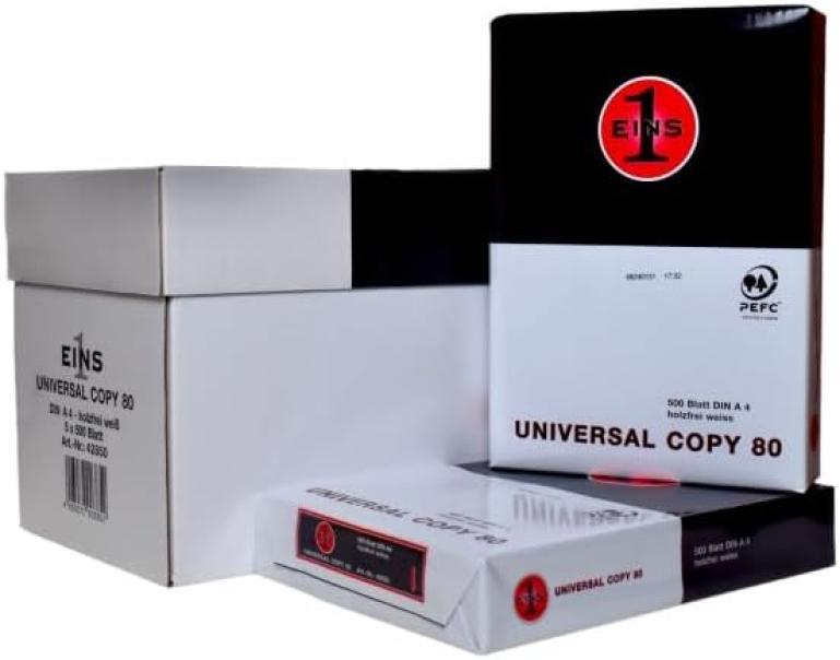 eins eins universal copy 80 carta per fotocopie a4 dimensione 21x29,7 cm pz. 5 risme da 500 fogli - foto 1