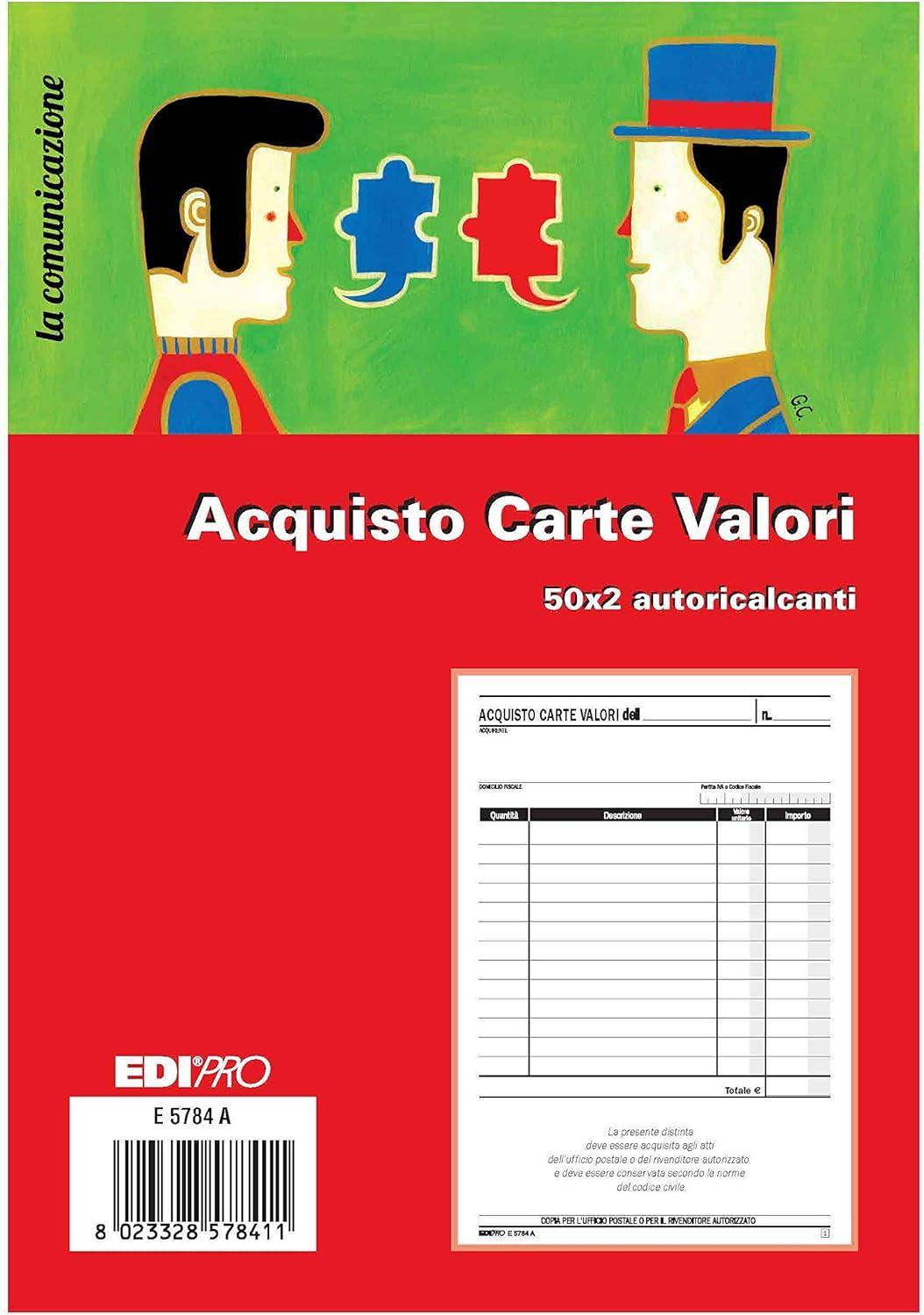 edipro edipro 5 pz acquisto valori bollati 50fg. in 2 copie 22x14,8 cm e5784a - foto 1