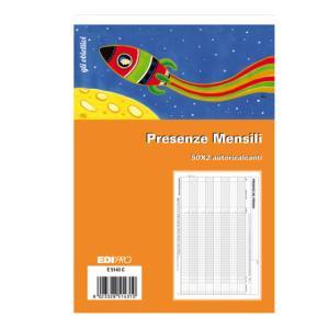 5 pz presenze mensili 50 fg. in 2 copie 14,8x22 e5143c