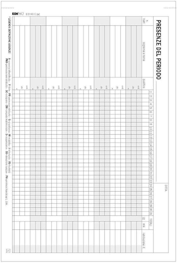 edipro edipro 5 pz presenze mensili 50 fg. in 2 copie 14,8x22 e5143c - foto 2