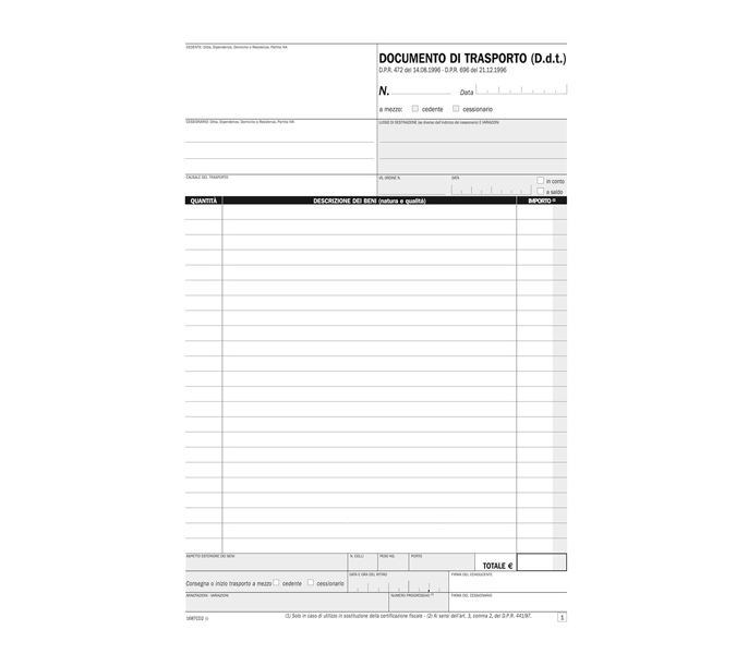 data ufficio data ufficio ddt documento di trasporto 50 fg. in 2 copie 21,5x29,7 cm 1687cd2 - foto 2