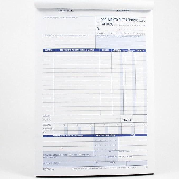 data ufficio data ufficio 5 pz ddt e fattura 33 fg. in 3 copie 14,8x21,5 cm 1608cd33 - foto 2