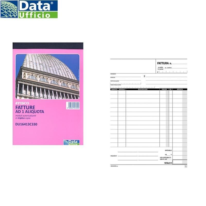data ufficio data ufficio 5 pz fatture ad una aliquota 33 fg. in 3 copie 14,8x21,5 cm 16413c33 - foto 1