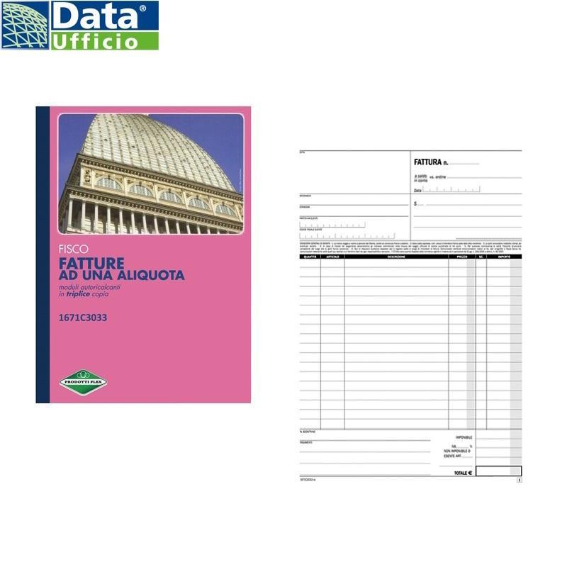 data ufficio data ufficio 5 pz blocco fatture ad una aliquota 33 fg. in 3 copie 21,5x29,7 cm 1671c3033 - foto 1