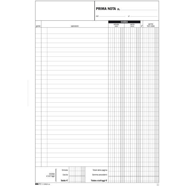 edipro edipro 5 pz blocco prima nota cassa 50 fg. in 2 copie 21x31 cm e5356a - foto 2