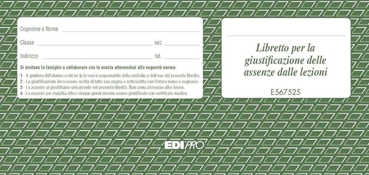 edipro edipro 20 pz libretto giustificazioni assenze 25 fg. e567525 - foto 1