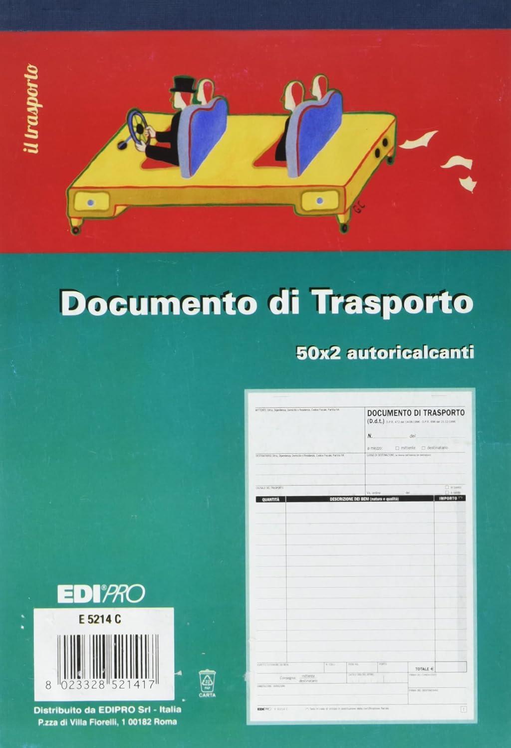 edipro edipro 5 pz ddt documento di trasporto 50 fg. in 2 copie 15x23 cm e5214c - foto 1