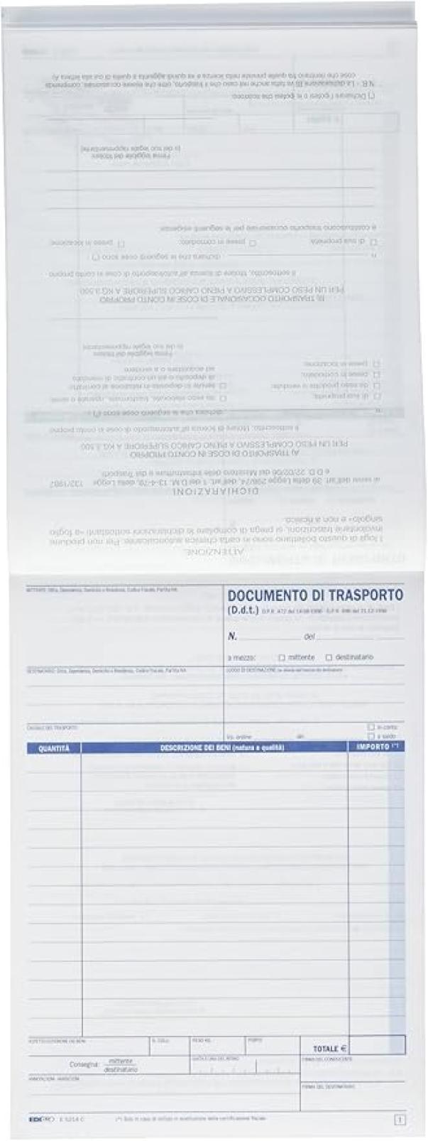 edipro edipro 5 pz ddt documento di trasporto 50 fg. in 2 copie 15x23 cm e5214c - foto 3
