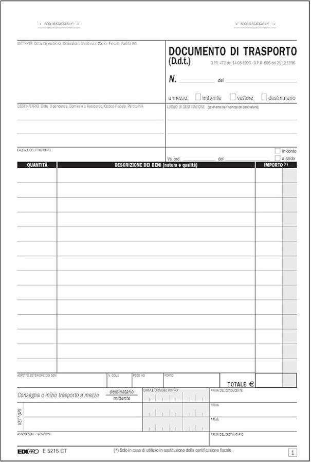 edipro edipro 5 pz ddt documento di trasporto 33 fg. in 3 copie 15x23 cm e5215ct - foto 2