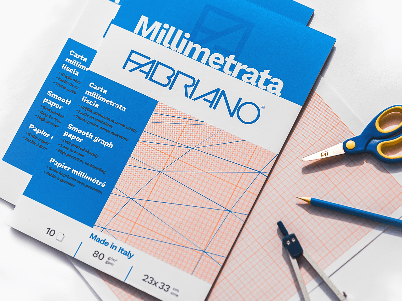 fabriano fabriano 25pz blocco millimetrato 23x33 cm 10 fg. 80gr/mq - foto 1
