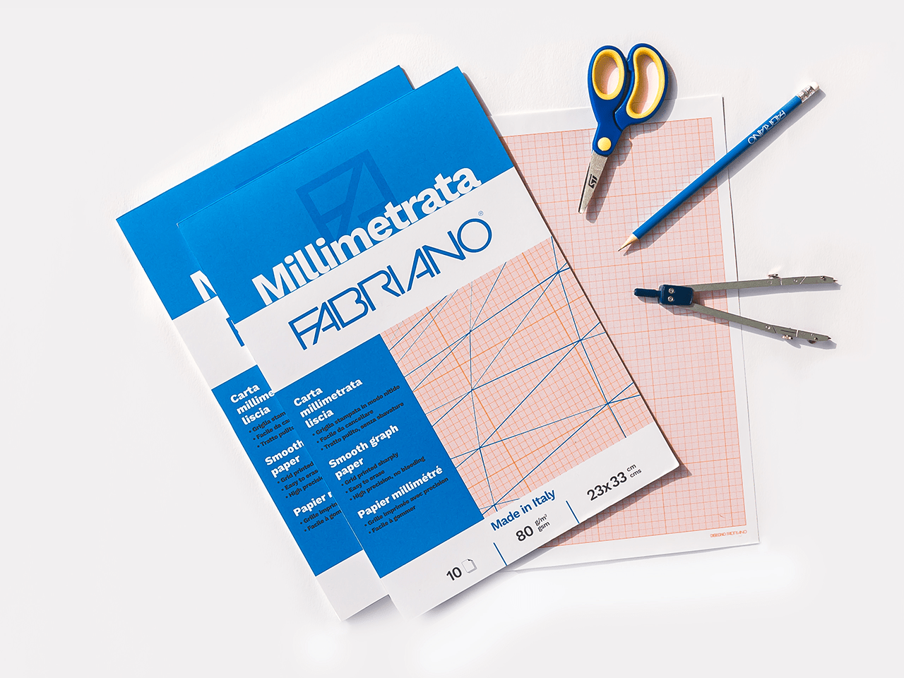 fabriano fabriano 25pz blocco millimetrato 23x33 cm 10 fg. 80gr/mq - foto 2