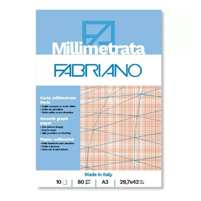 fabriano fabriano blocco millimetrato a3 29,7x42 cm 10 fg. 80gr/mq - foto 1
