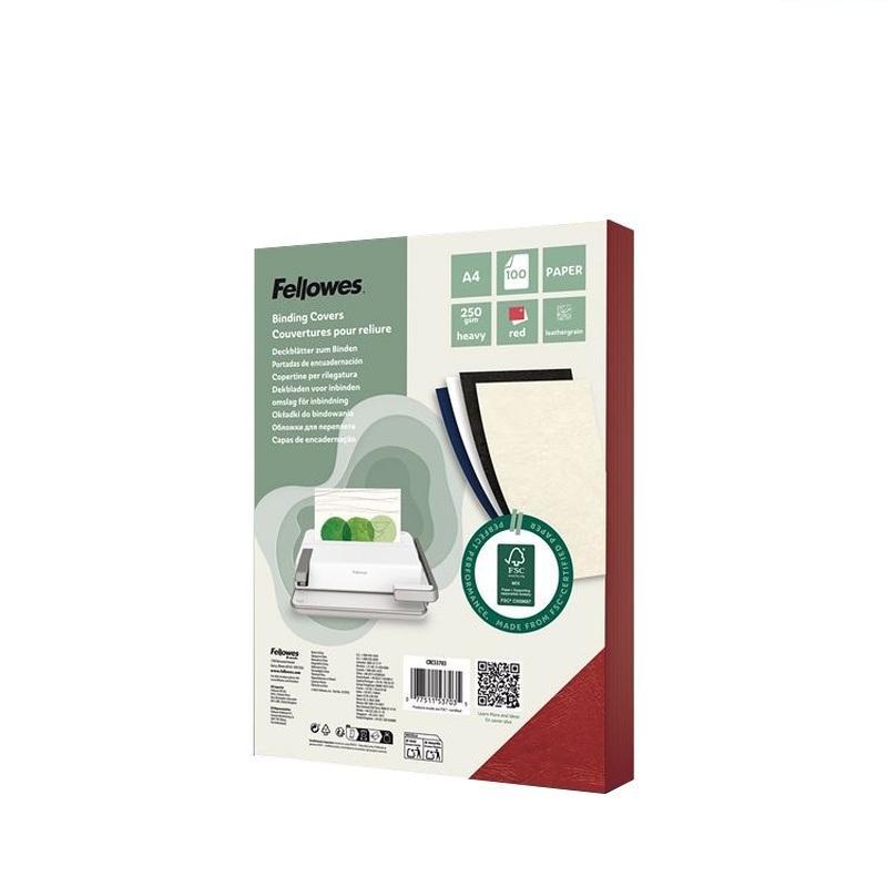 fellowes fellowes cartoncino delta per rilegare a4 21,x29,7 cm 250gr 100 fogli rosso - foto 1