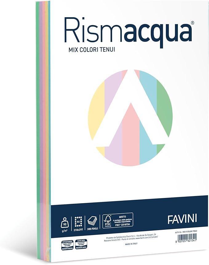 favini favini rismacqua mix colori assortiti a4 300 fogli 90 gr/mq - foto 1