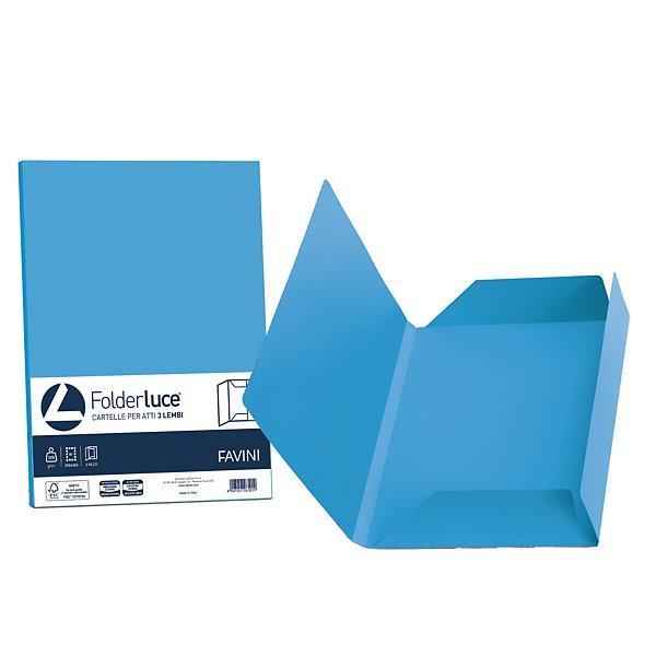 favini favini folderluce 25 pz cartelline per atti tre lembi azzurro 55 - foto 1