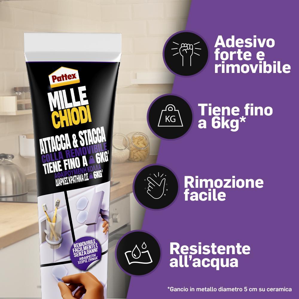 pattex pattex millechiodi attacca e stacca trasparente 44gr. - foto 2