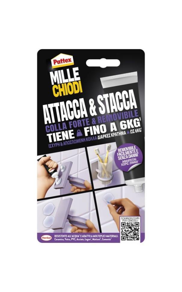 pattex pattex millechiodi attacca e stacca trasparente 44gr. - foto 3