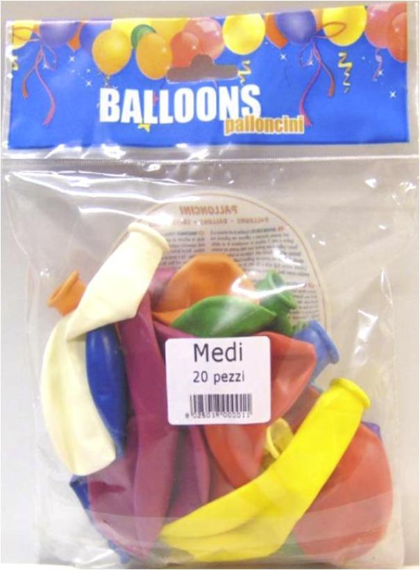 p.f.c. palloncini misura media blister da 20 pz. colori assortiti p.f.c. - foto 1