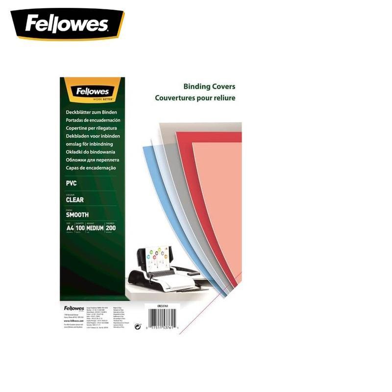 fellowes fellowes copertine trasparenti in pvc per rilegare formato a4 - 200 micron confezione da 100 pz - foto 1