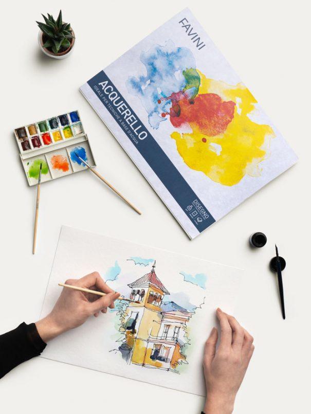 favini favini acquerello blocco disegno 35x50 cm 10 fogli da 350 gr/mq colore bianco - foto 2