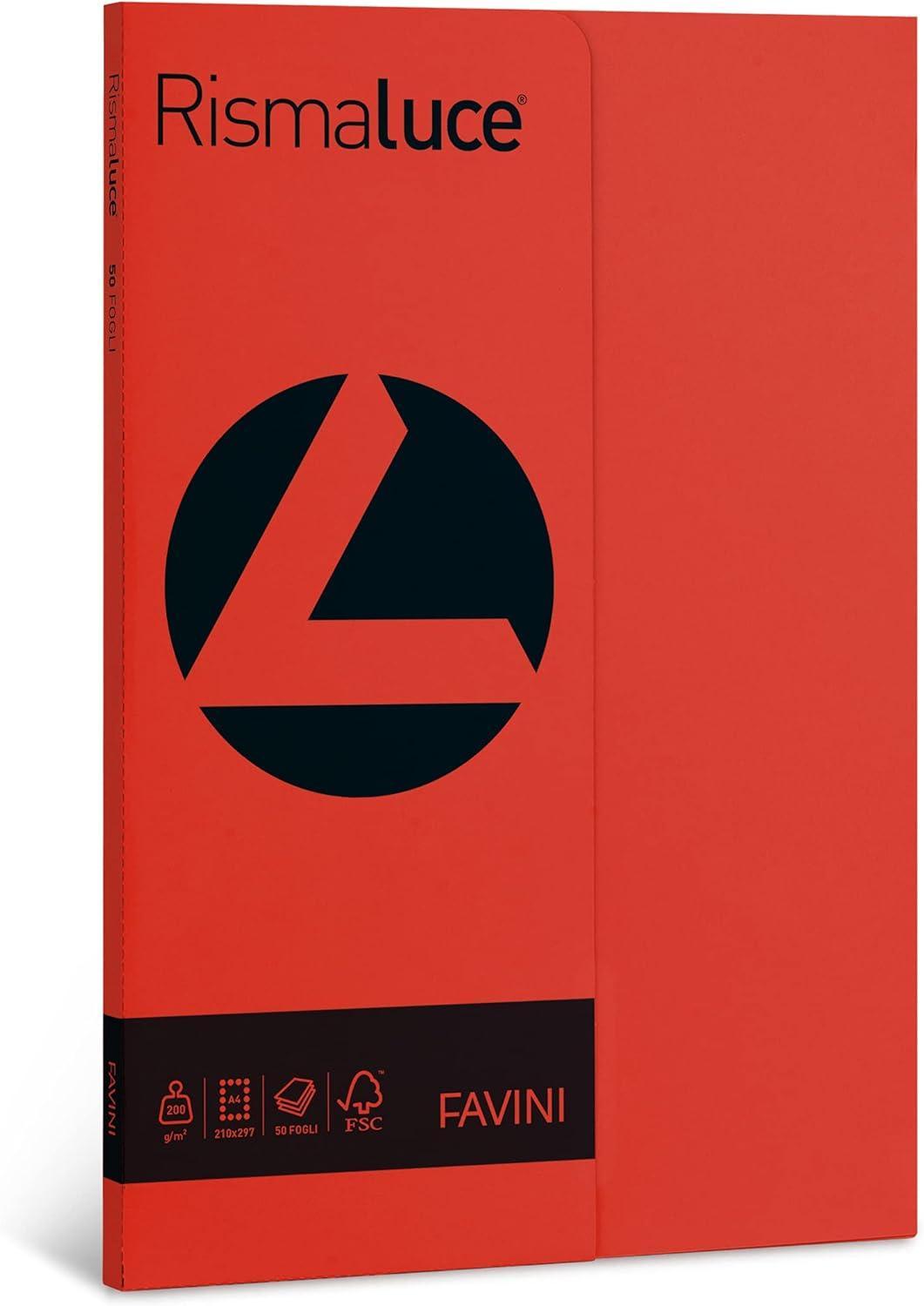 favini favini rismaluce small a4 50 fogli 200 gr/mq colore scarlatto 61 - foto 1