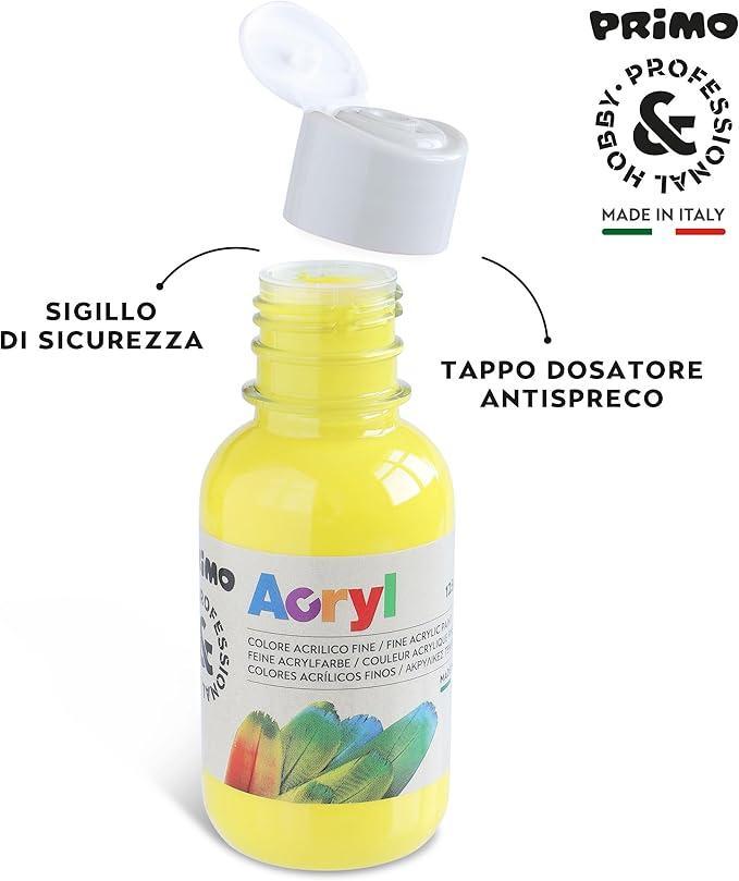 primo primo tempera acrilica da 125 ml colore giallo primario 201 - foto 2