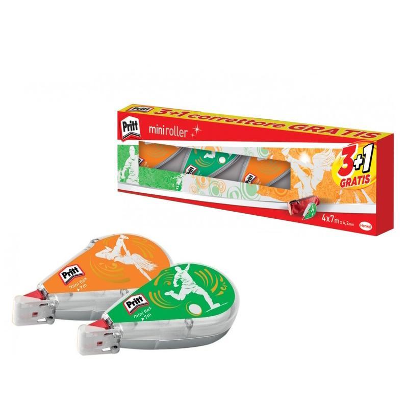pritt pritt correttore mini roller da 7 mt in confezione da 3 pz + 1 gratis - foto 1