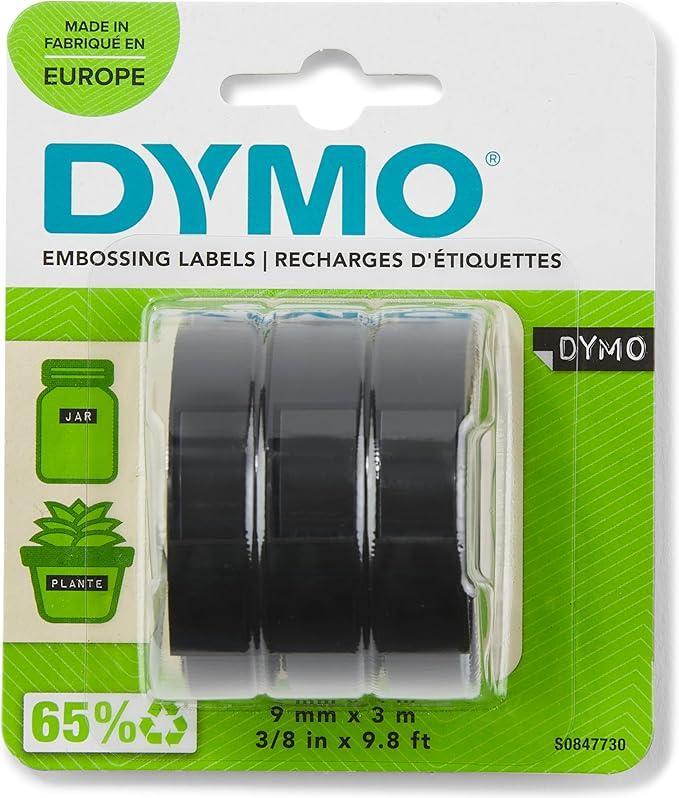 dymo dymo nastro etichette 9 mm x 3 mt in blister da 3 pz colore nero - foto 1