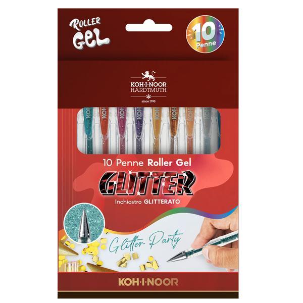 koh-i-noor koh-i-noor penne roller gel inchiostro glitterato 10 colori assortiti - foto 1
