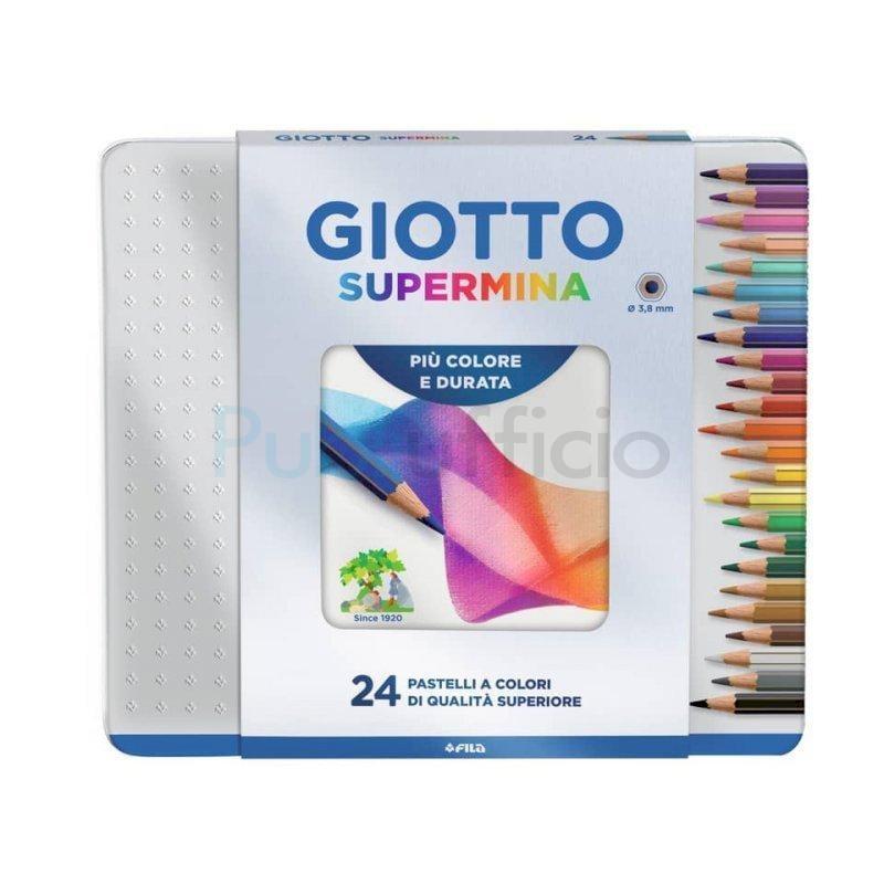giotto giotto supermina pastelli astuccio in metallo 24 pz colori assortiti mina da 3,8 mm - foto 1