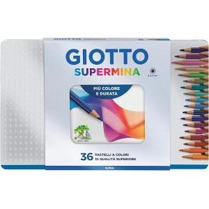 Supermina pastelli astuccio in metallo 36 pz colori assortiti mina da 3,8 mm