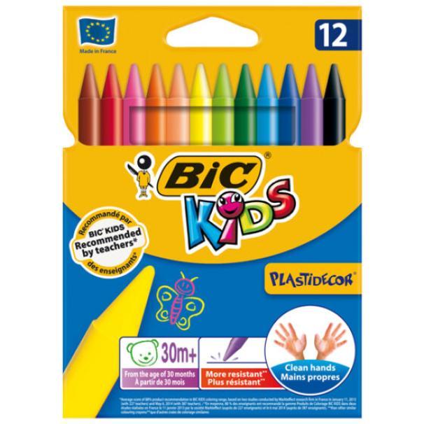 bic bic plastidecor kids pastelli a cera conf. da 12 pz in colori assortiti - foto 1