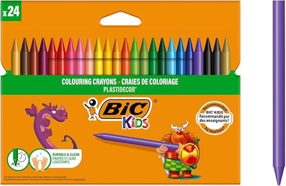 bic bic plastidecor pastelli colorati confezione da 24 pz in colori assortiti - foto 1