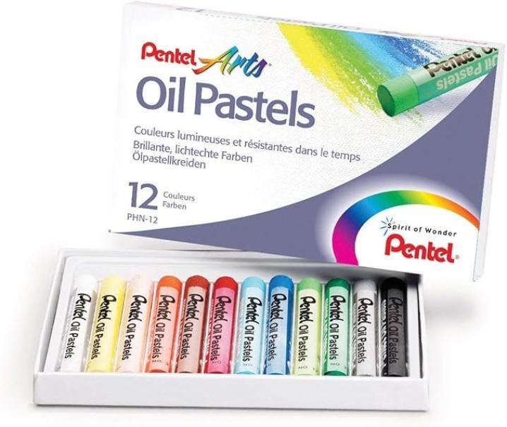 pentel pentel pastelli ad olio morbidi in confezione da 12 pezzi in colori assortiti - foto 1