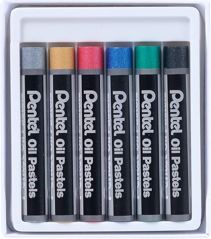 pentel pentel pastelli a olio 6 colori metal - foto 3