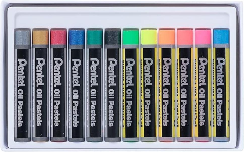 pentel pentel pastelli a olio 12 colori (6 fluo e 6 metallizzati) - foto 2