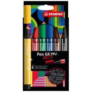 Pen 68 max arty pennarelli con punta a scalpello da 5mm in 6 colori assortiti