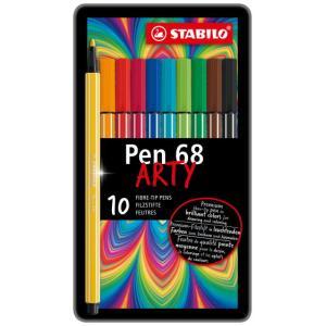 Pen 68 arty pennarello con punta m da 1 mm in scatola di metallo da 10 pz in colori assortiti