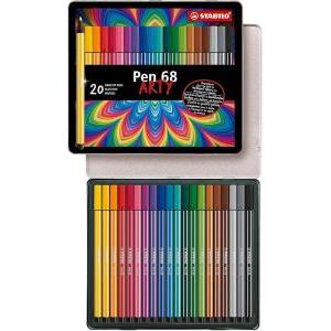 Pen 68 arty pennarello con punta m da 1 mm in scatola di metallo da 20 pz in colori assortiti