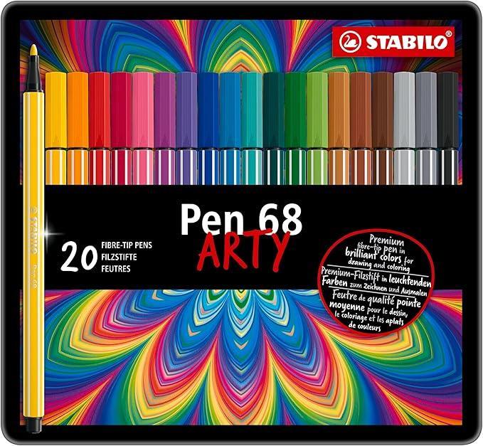 stabilo stabilo pen 68 arty pennarello con punta m da 1 mm in scatola di metallo da 20 pz in colori assortiti - foto 2