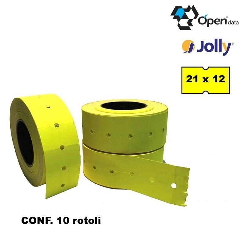 open data open data jolly etichette permanenti conf. da 10 rotoli per prezzatrice dimensione 21x12 mm colore giallo - foto 1