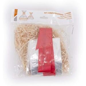 Kit per confezionamento cesti formato da paglia fiocco e foglio ppl trasparente