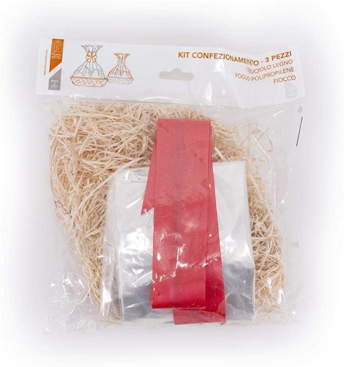 florio florio kit per confezionamento cesti formato da paglia fiocco e foglio ppl trasparente - foto 1