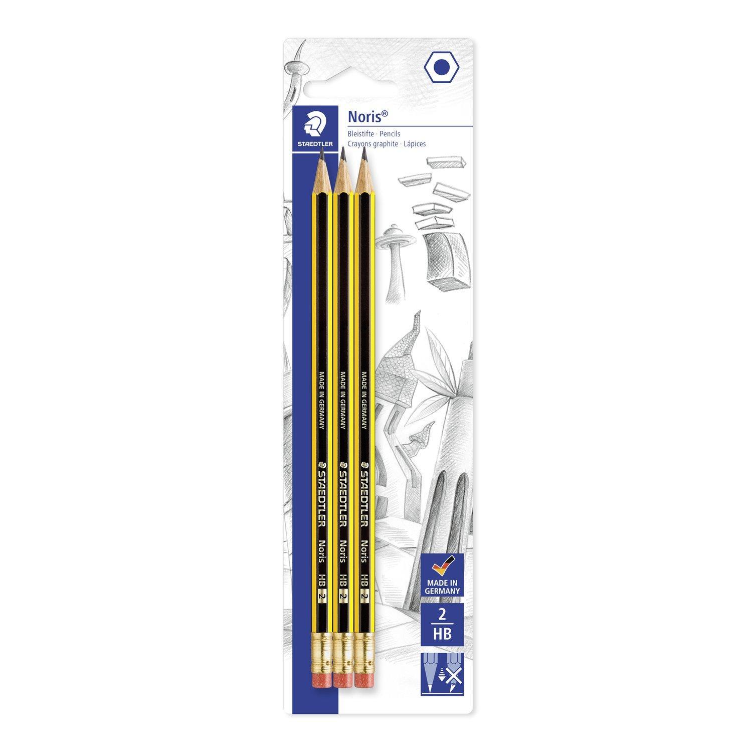 staedtler staedtler noris matita in grafite gradazione hb con gomma in blister da 3 pz - foto 1