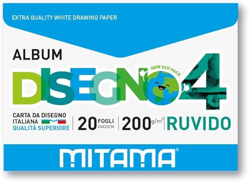 mitama mitama blocco disegno m4 dimensione 24x33 cm da 20 fogli ruvido da 200 gr/mq - 62181 - foto 1