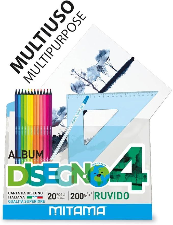 mitama mitama blocco disegno m4 dimensione 24x33 cm da 20 fogli ruvido da 200 gr/mq - 62181 - foto 2