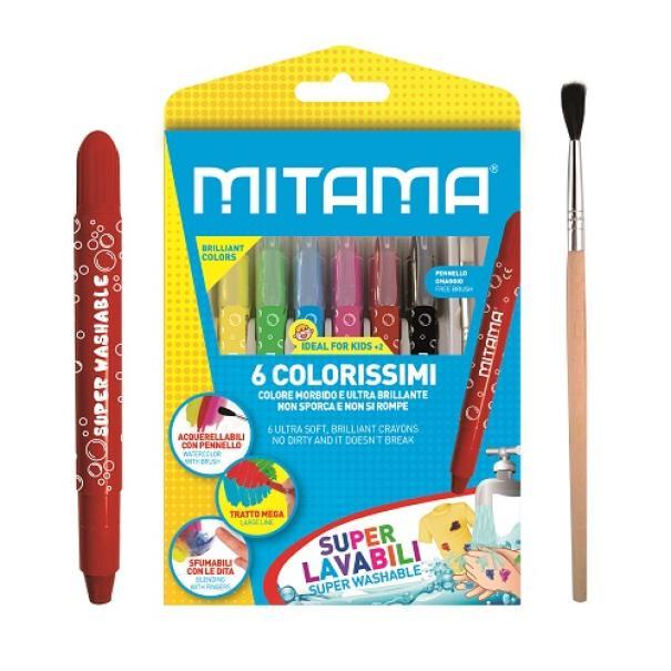mitama mitama colorissimi pastelli acquarellabili superlavabili con pennello incluso colori assortiti in conf. da 6 pezzi - 62860 - foto 1