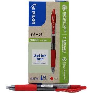 G 2 penna a sfera 12pz gel a scatto ricaricabile colore rosso punta da 0,7 mm