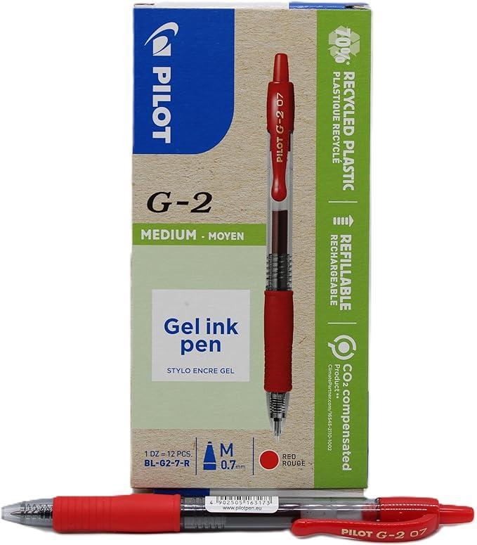 pilot pilot g 2 penna a sfera 12pz gel a scatto ricaricabile colore rosso punta da 0,7 mm - foto 1